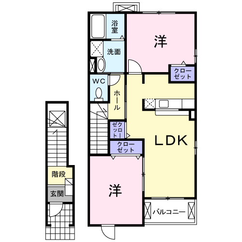 グレイスリバー T・M 2LDK・・・204号室間取・配置図