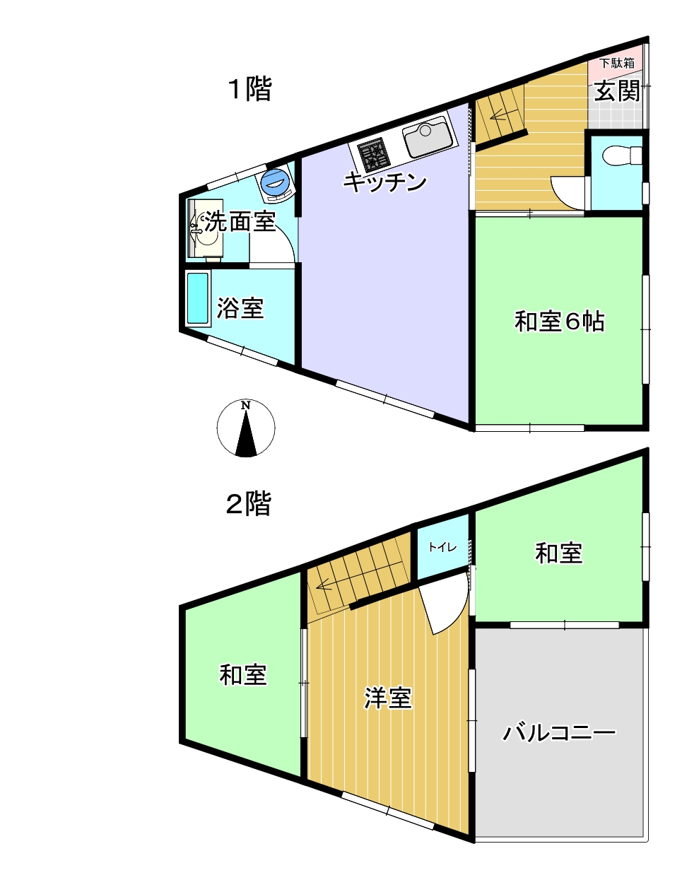 山下町　中古住宅　駅近　間取・配置図