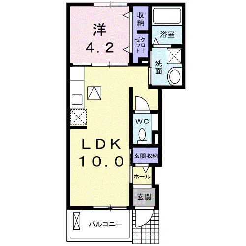 サニーヒルＫ  1LDK・・・102号室間取・配置図