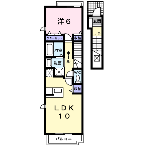 サニースクエア　1LDK・・・205号室間取・配置図