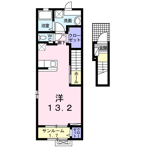 エテルノ・フェリーチェ  1R・・・206号室間取・配置図