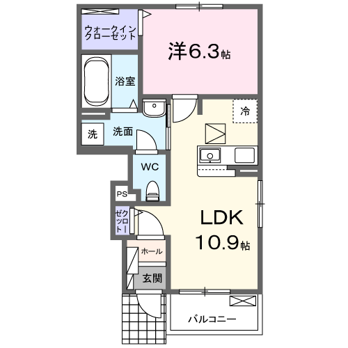 グランデュール N ファインⅡ　1LDK・・・104号室間取・配置図