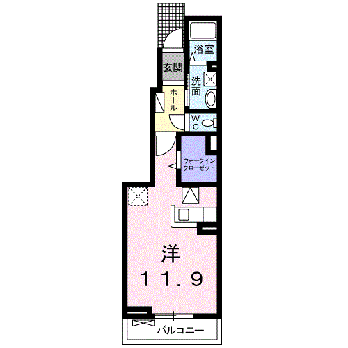 アイリス　1R・・・102号室間取・配置図
